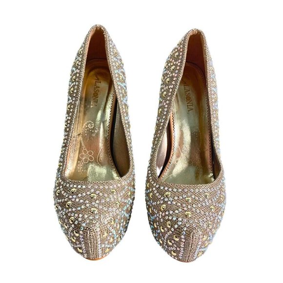 Silver Rhinestone Size 6.5 Thin High Heels Platform Stiletto Party Shoes Lasonia - Picture 5 of 15